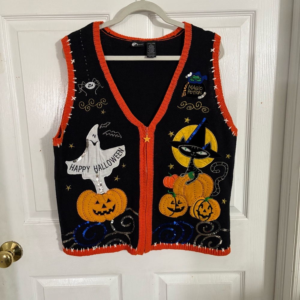 Holiday Editions Black and Orange Halloween Vest